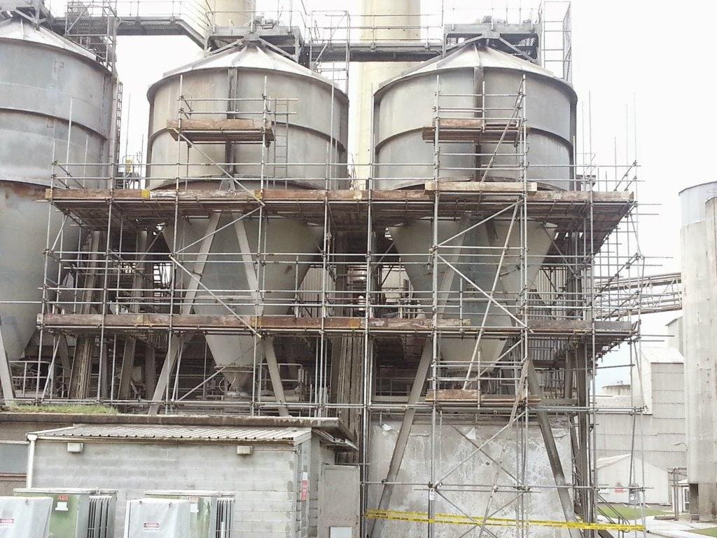 Scaffolding on tanks in Westport